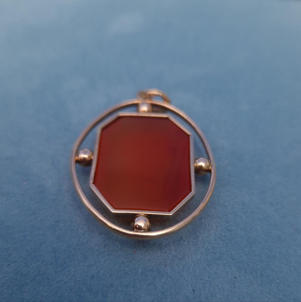 Antique Carnelian 9ct Rose Gold Pendant