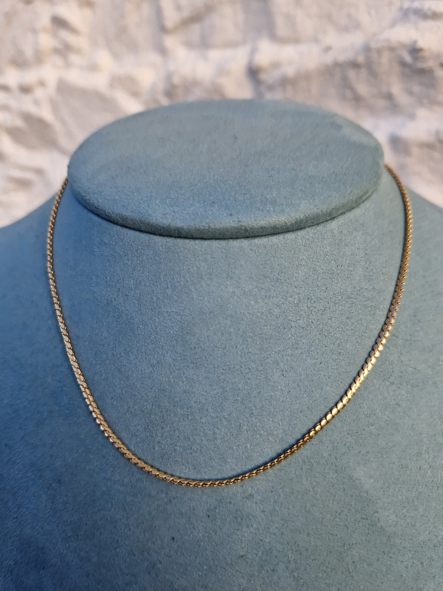 Vintage Serpentine Link 9ct Gold Collar Necklace 15.5 inches 6g