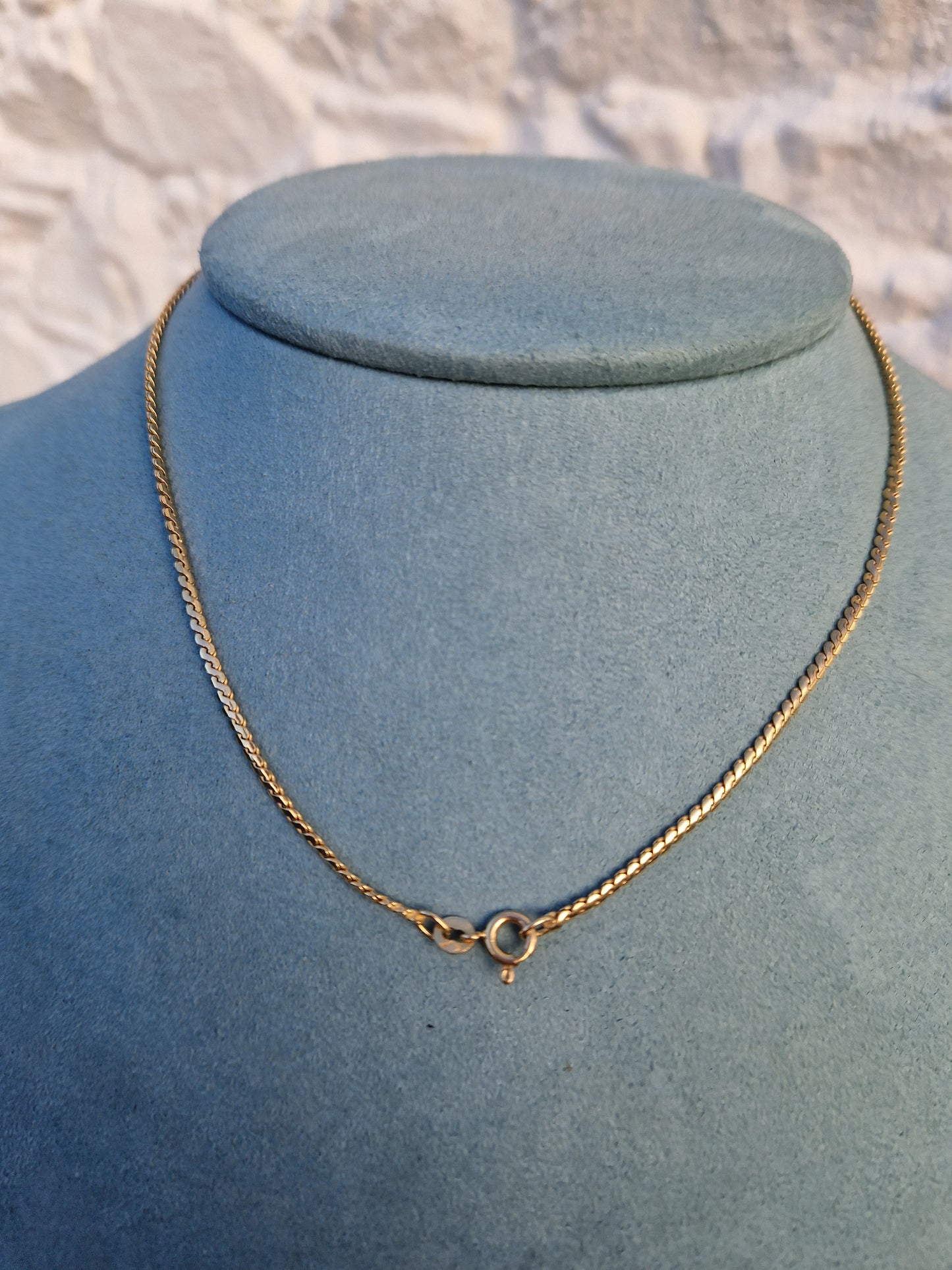 Vintage Serpentine Link 9ct Gold Collar Necklace 15.5 inches 6g