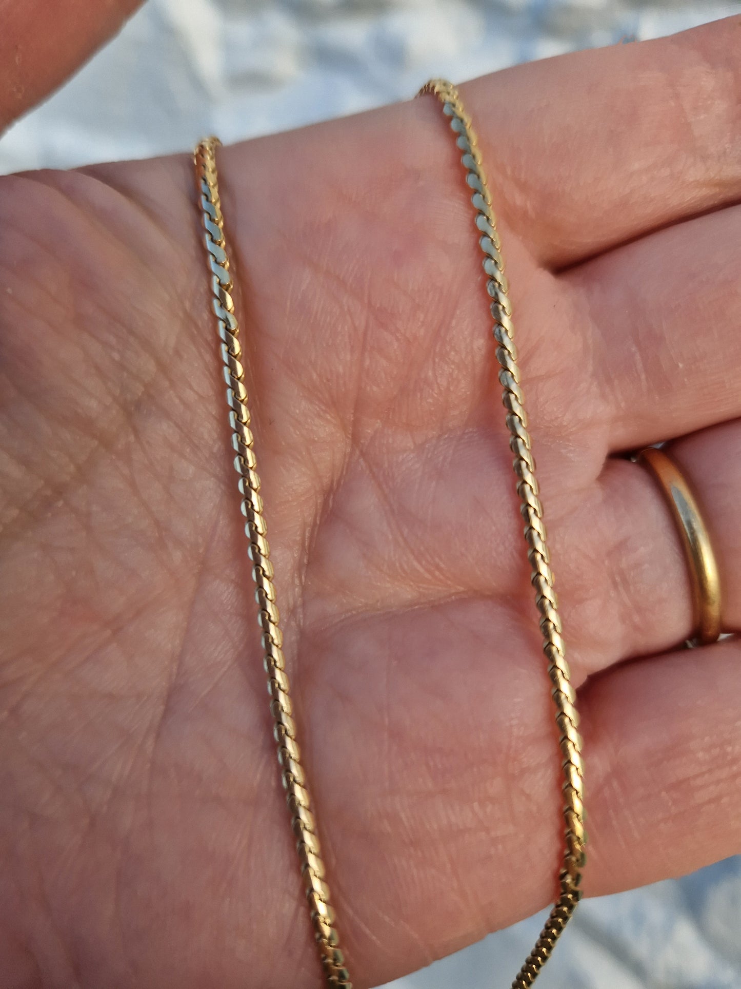 Vintage Serpentine Link 9ct Gold Collar Necklace 15.5 inches 6g