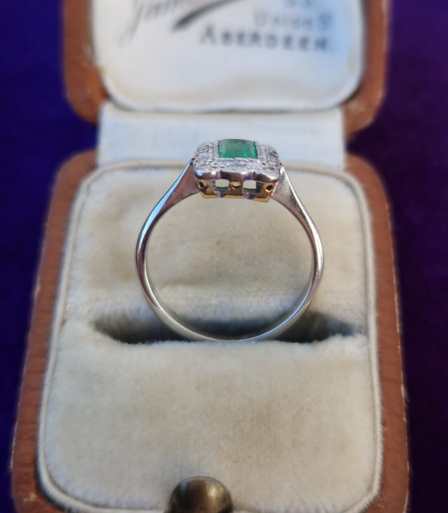 Art Deco Emerald Diamond Platinum 18ct Gold Ring