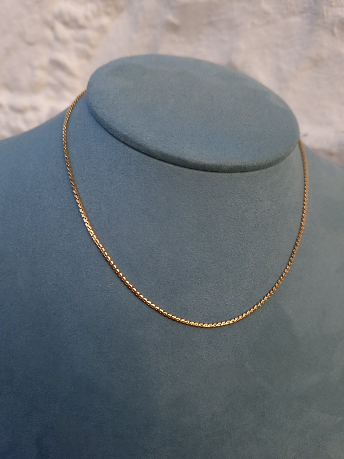 Vintage Serpentine Link 9ct Gold Collar Necklace 15.5 inches 6g