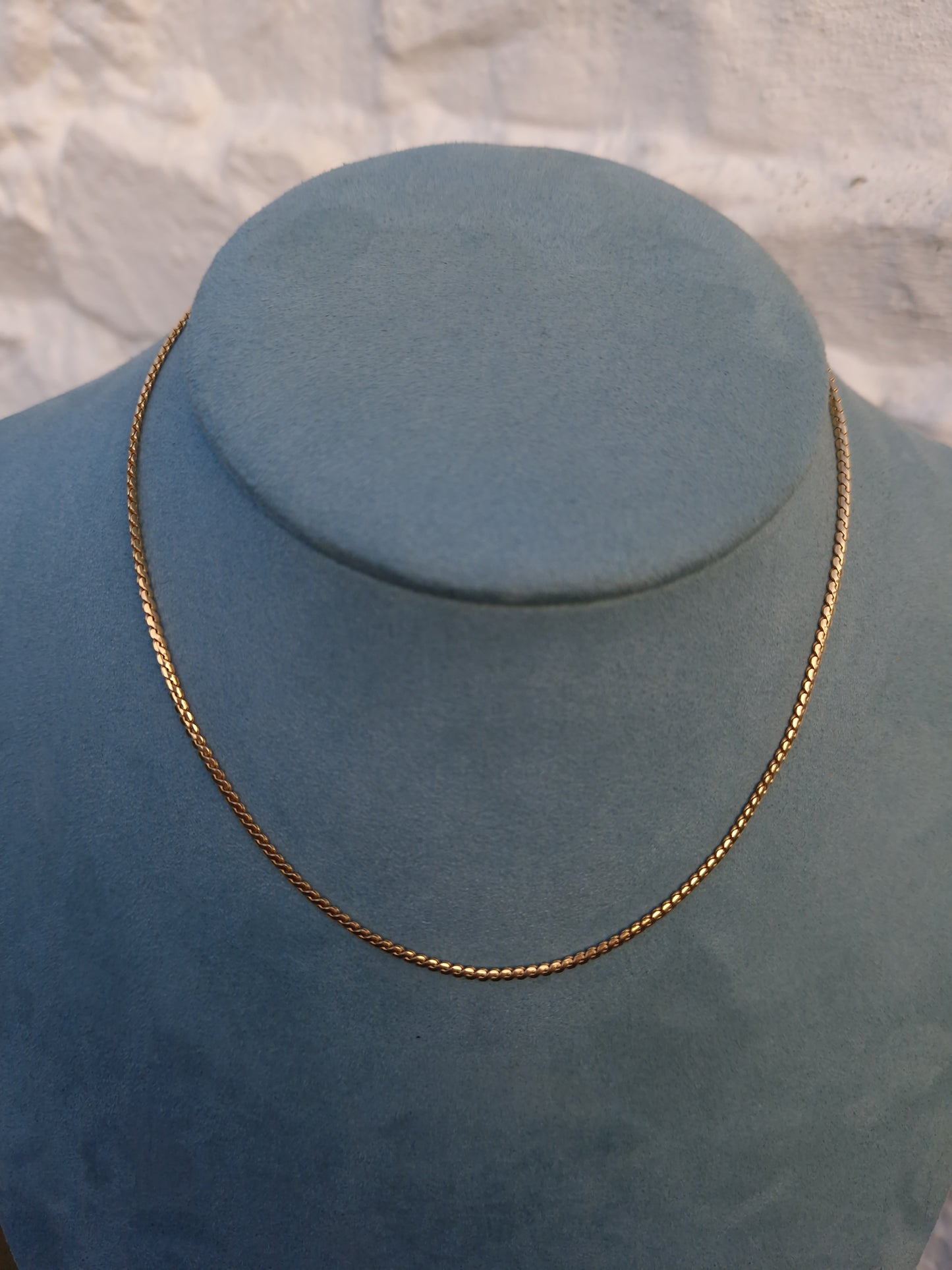 Vintage Serpentine Link 9ct Gold Collar Necklace 15.5 inches 6g