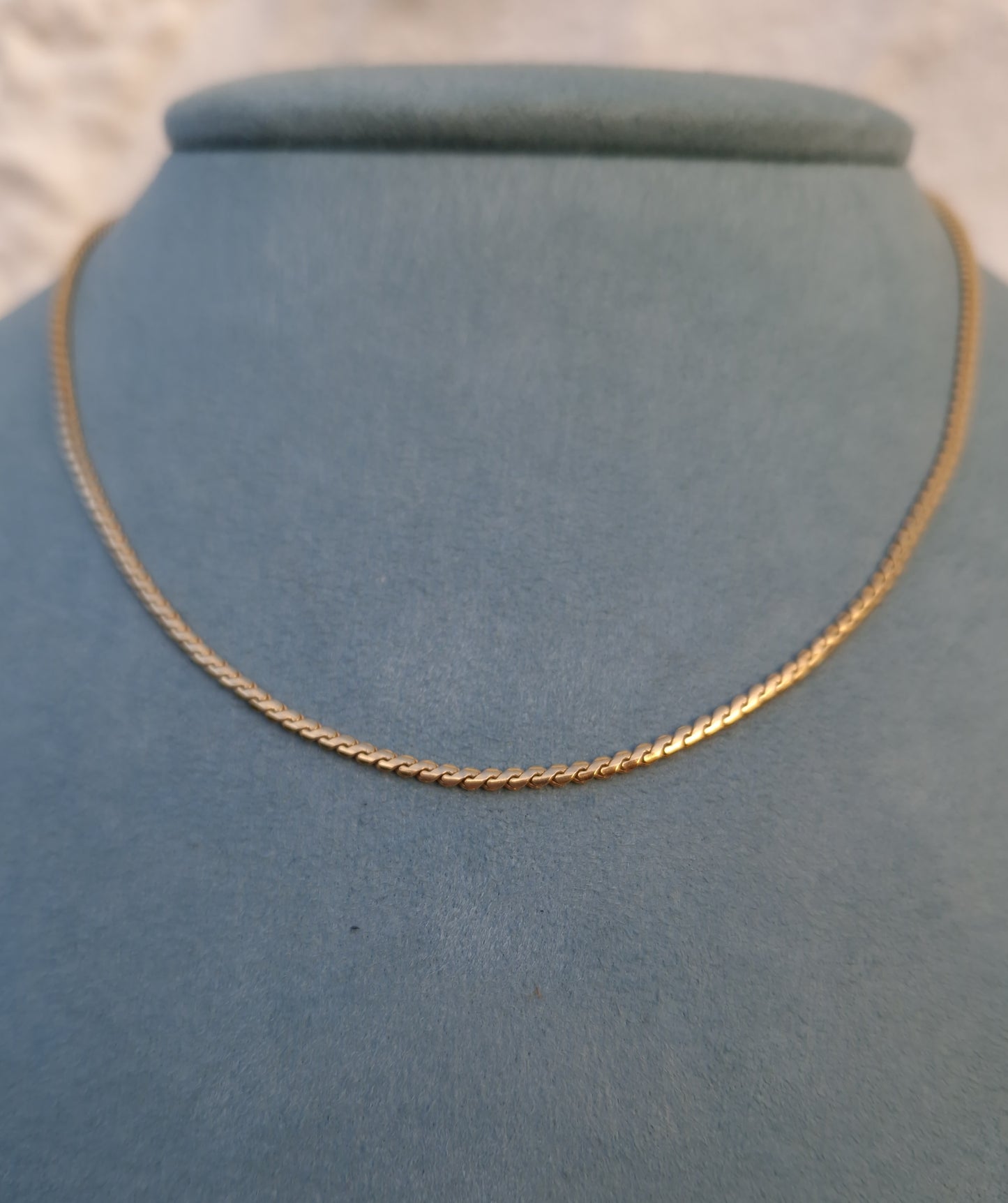 Vintage Serpentine Link 9ct Gold Collar Necklace 15.5 inches 6g