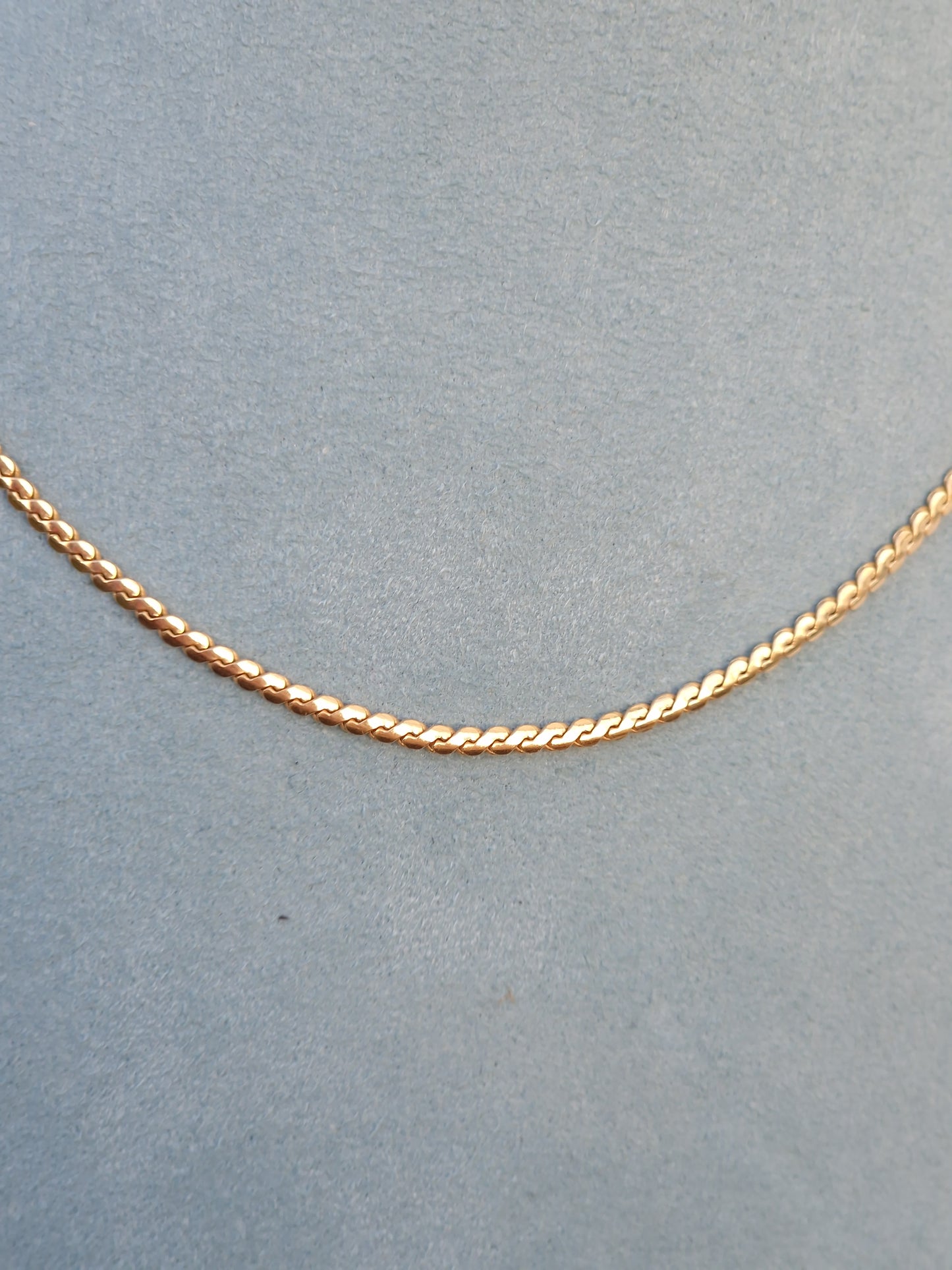 Vintage Serpentine Link 9ct Gold Collar Necklace 15.5 inches 6g
