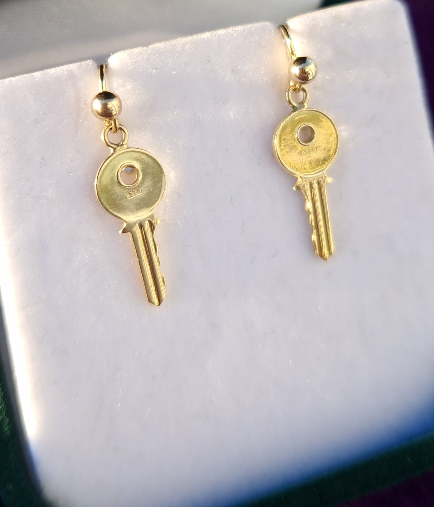 Vintage Key Earrings 9ct Gold