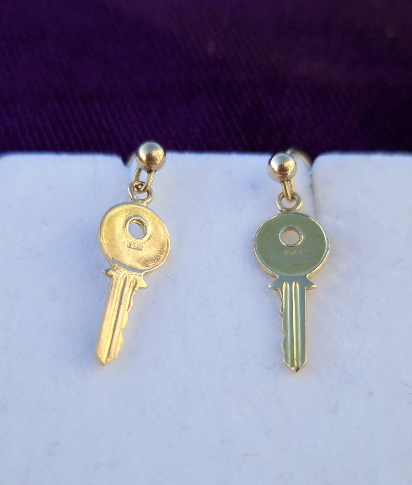 Vintage Key Earrings 9ct Gold