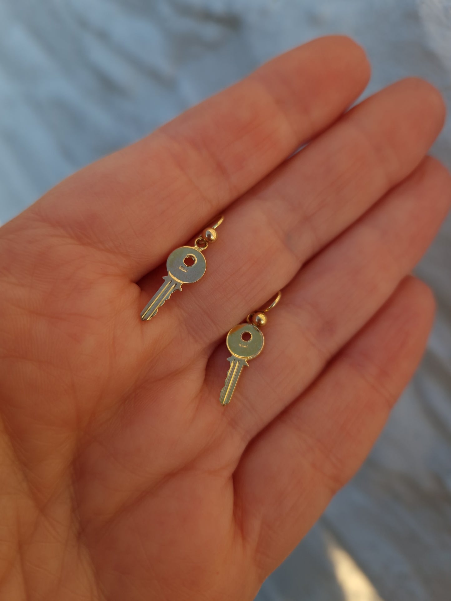 Vintage Key Earrings 9ct Gold