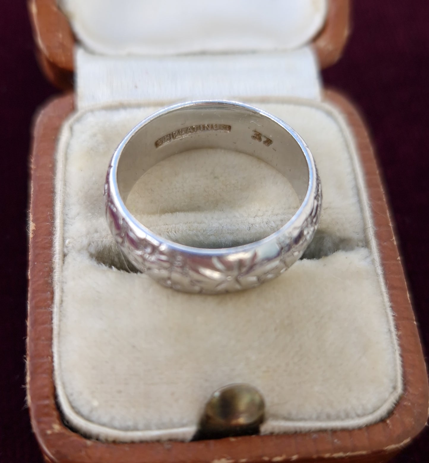 Vintage Engraved Platinum Wedding Band