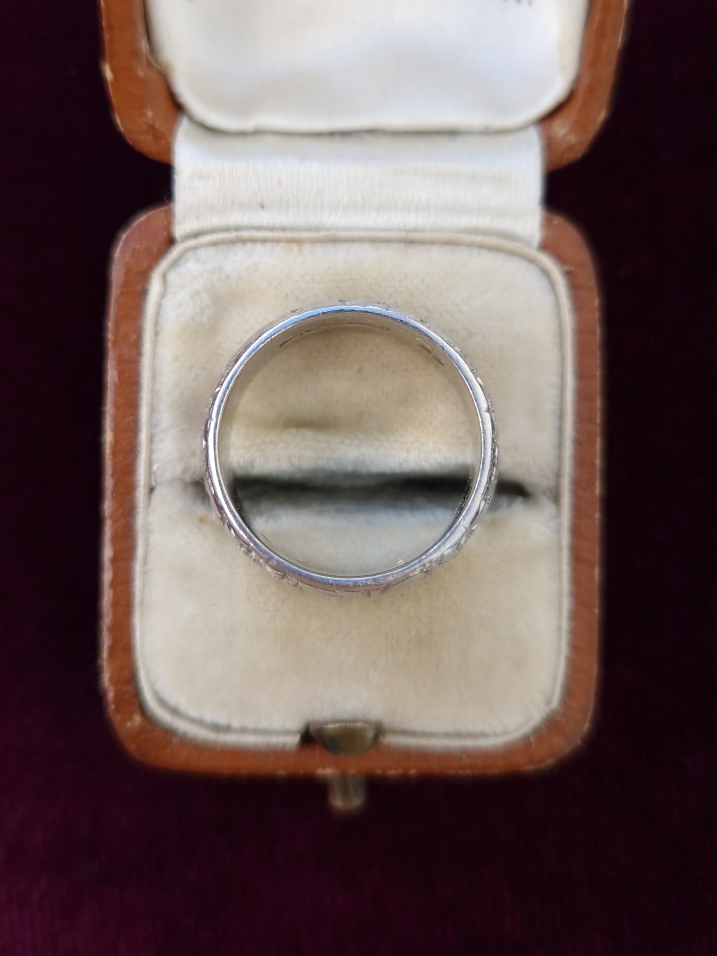 Vintage Engraved Platinum Wedding Band