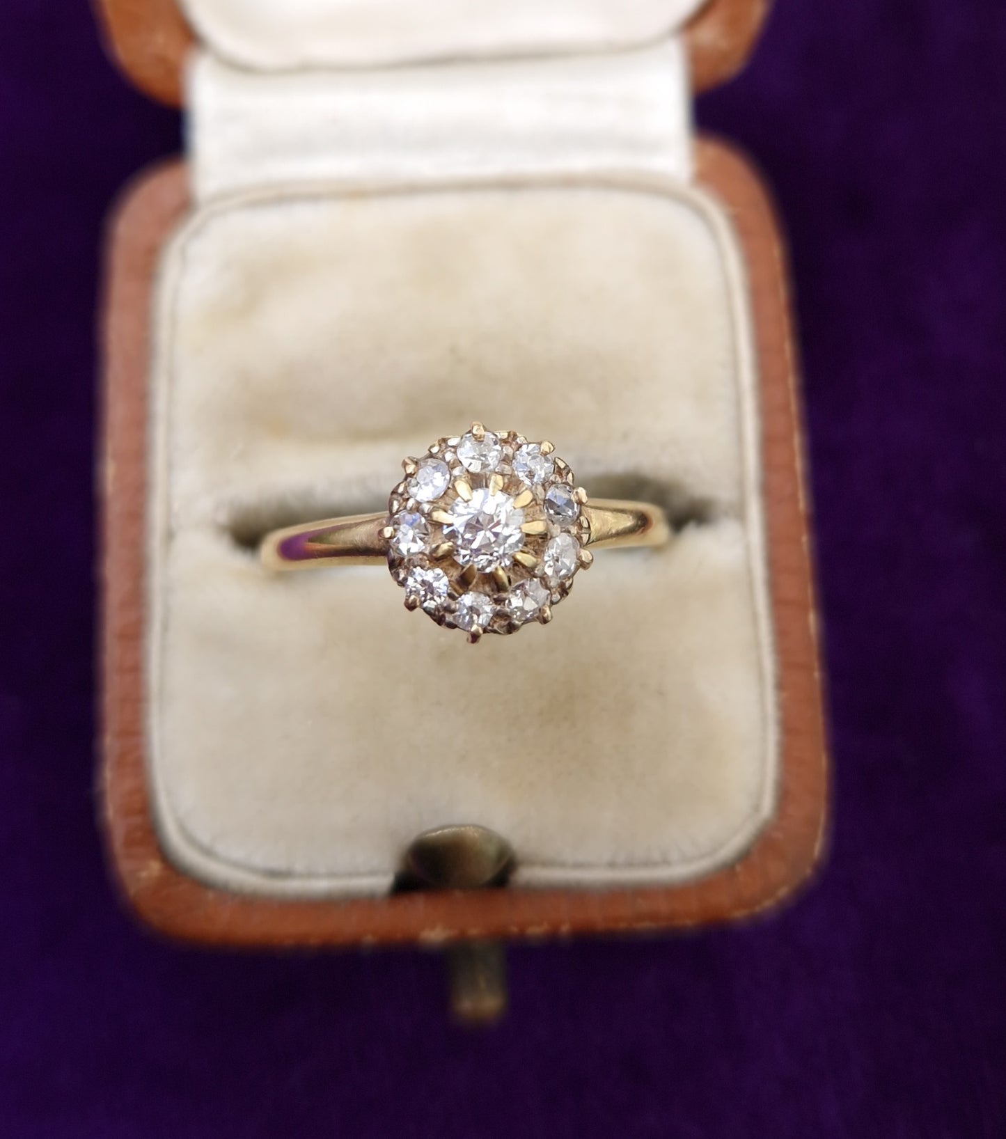 Antique Victorian 0.39ct Diamond Cluster 18ct Gold Ring