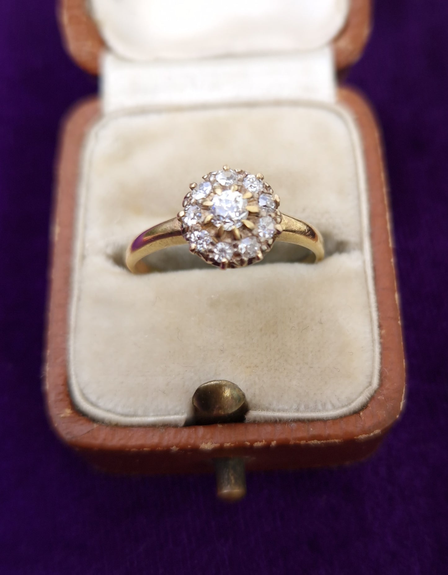 Antique Victorian 0.39ct Diamond Cluster 18ct Gold Ring