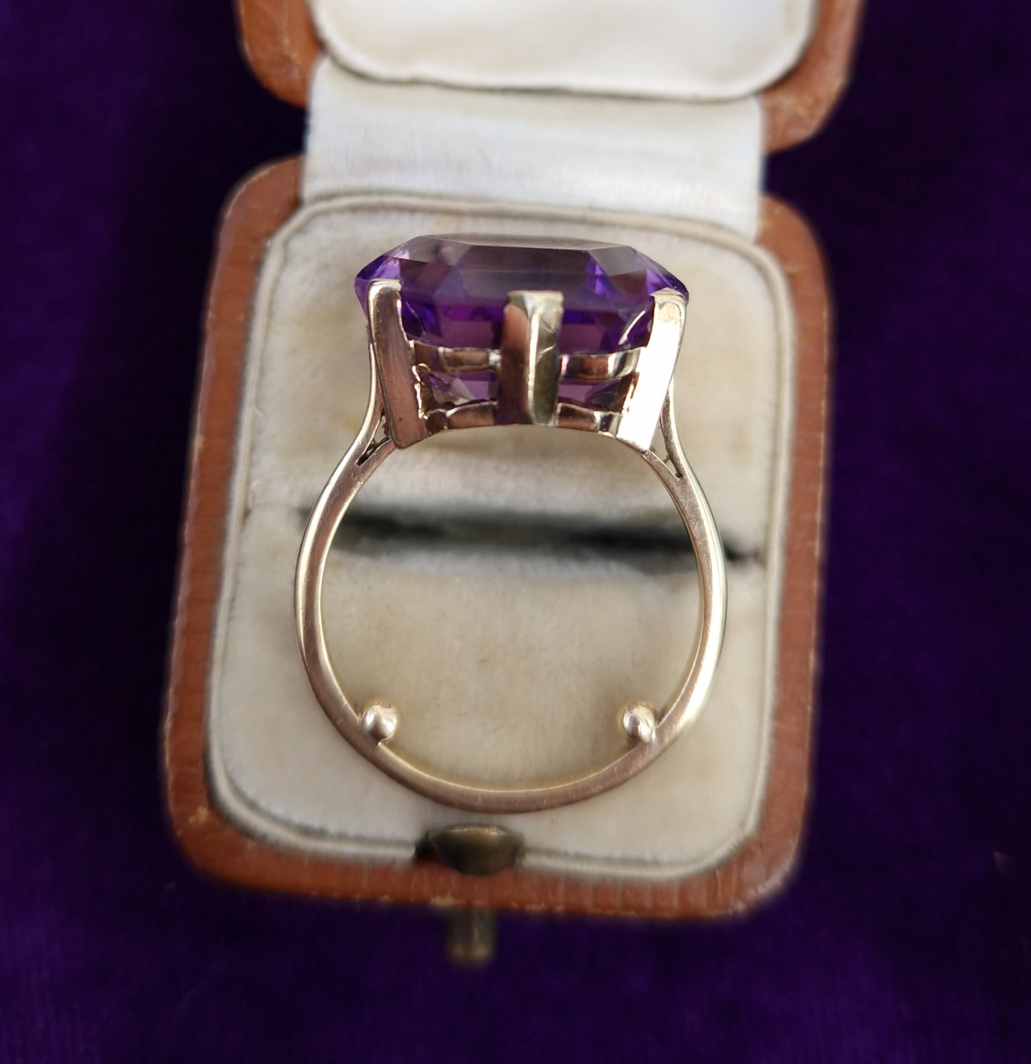 Vintage Hexagon Amethyst 9ct Gold Cocktail Ring