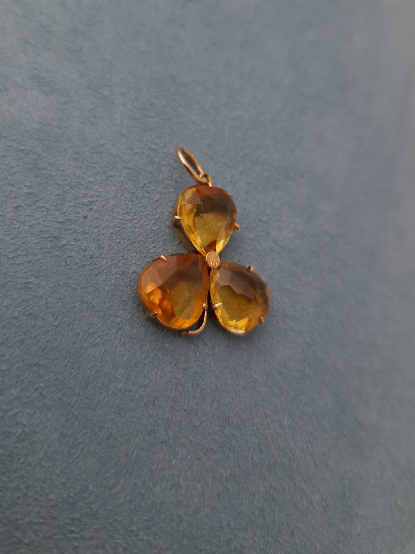 Antique Citrine Shamrock Pendant 9ct Gold