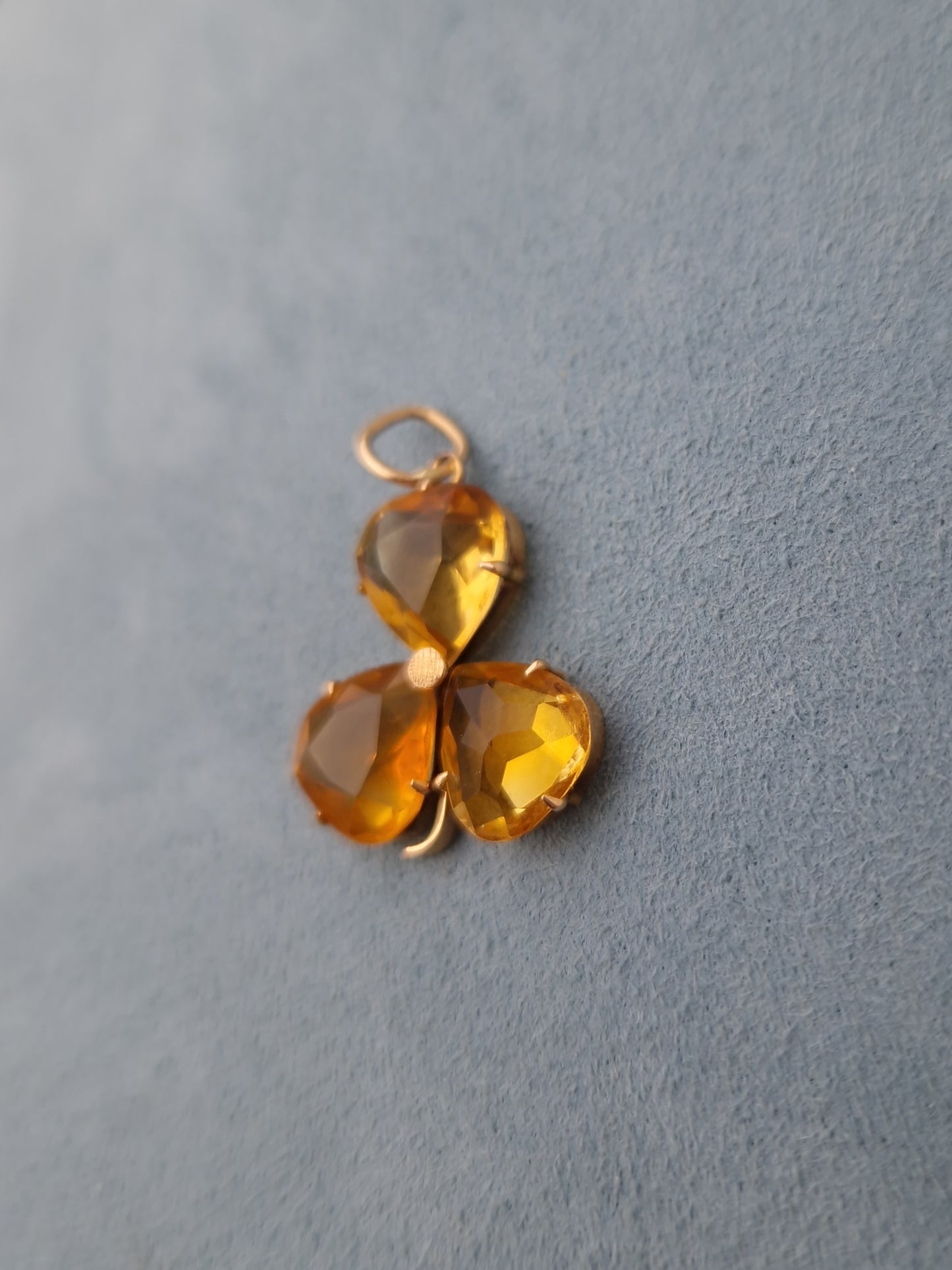 Antique Citrine Shamrock Pendant 9ct Gold