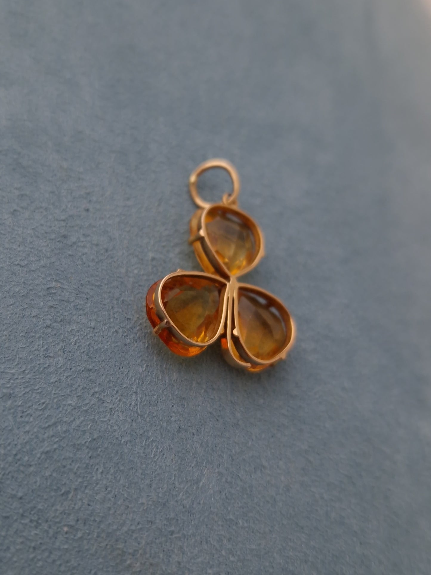 Antique Citrine Shamrock Pendant 9ct Gold