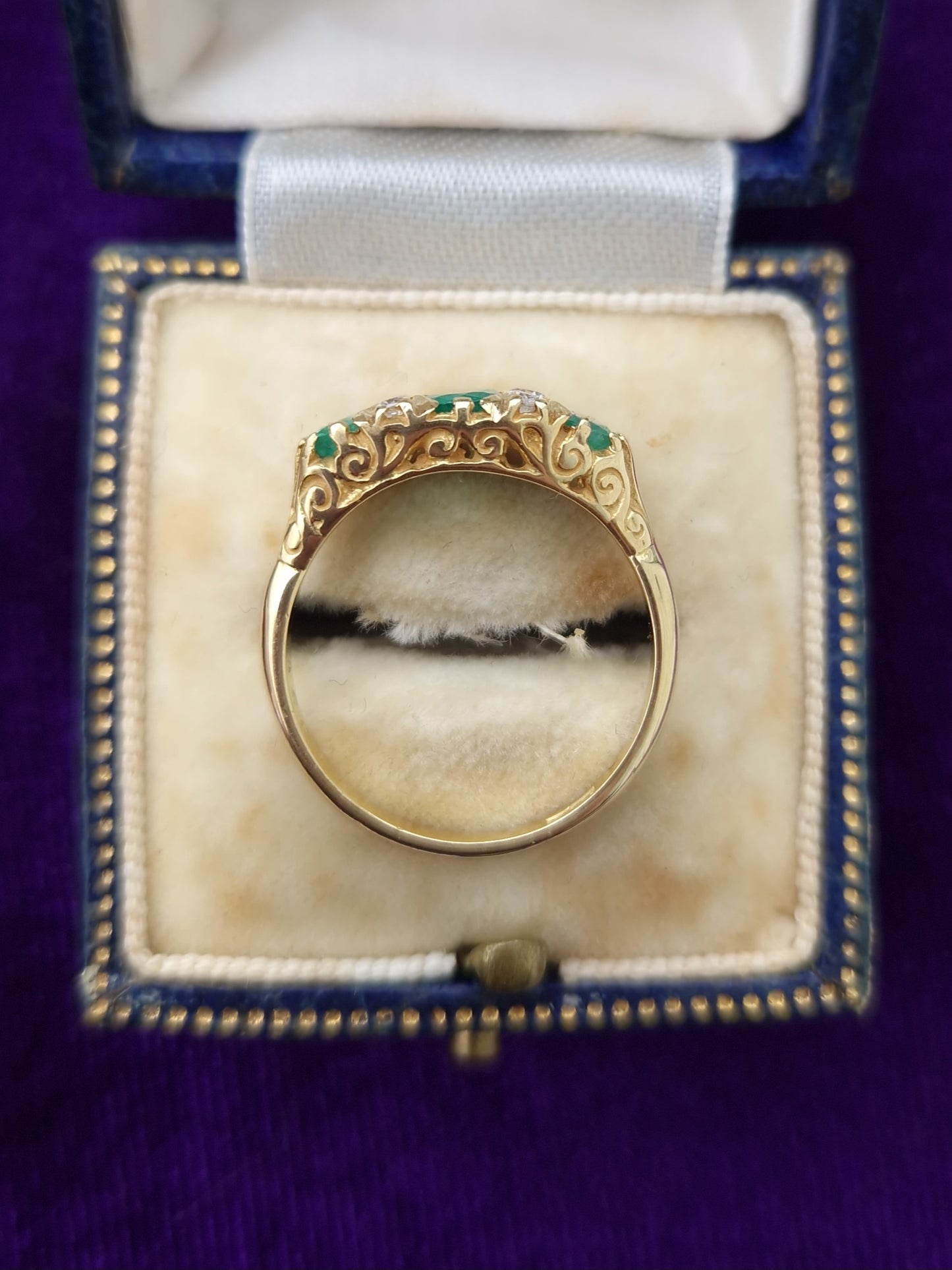 Vintage Emerald Diamond 18ct Gold Ring