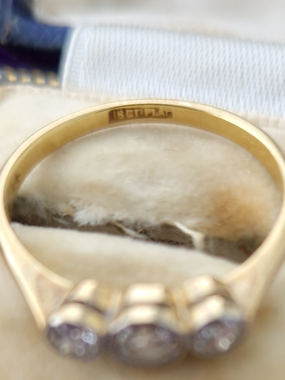 Antique 0.35ct Diamond Trilogy Platinum & 18ct Gold Ring