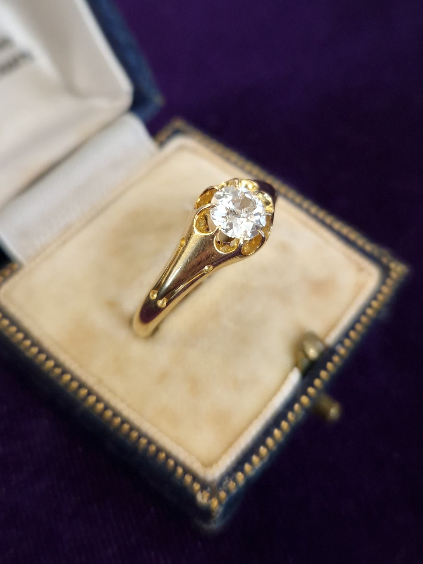 Antique 0.72ct Old European Cut Diamond 18ct Gold Ring