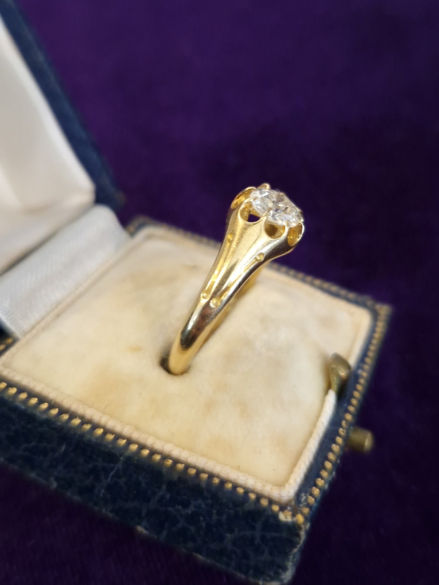 Antique 0.72ct Old European Cut Diamond 18ct Gold Ring