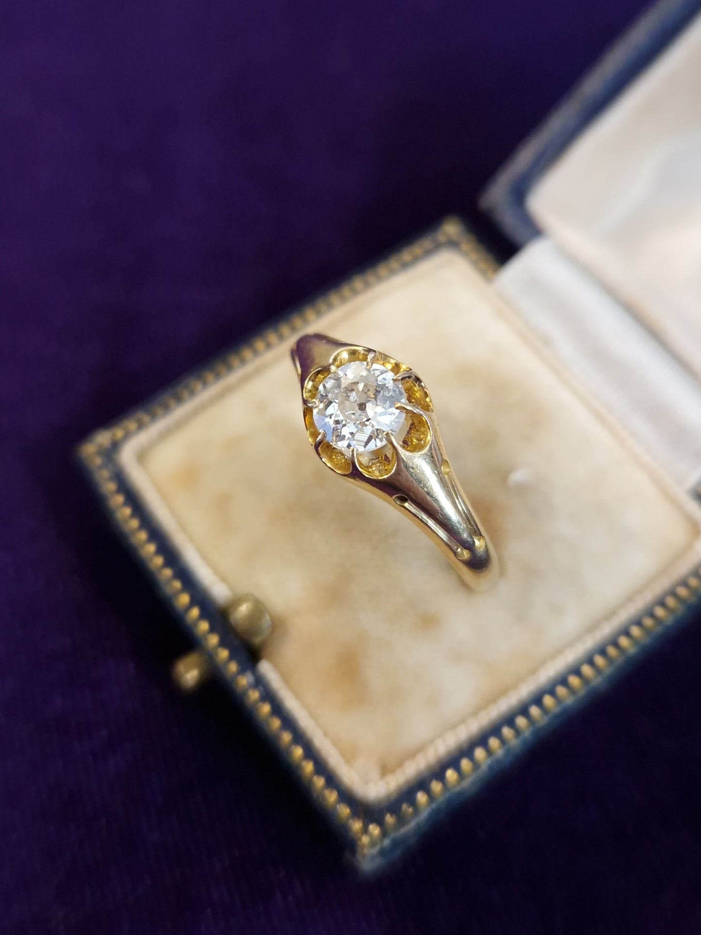 Antique 0.72ct Old European Cut Diamond 18ct Gold Ring