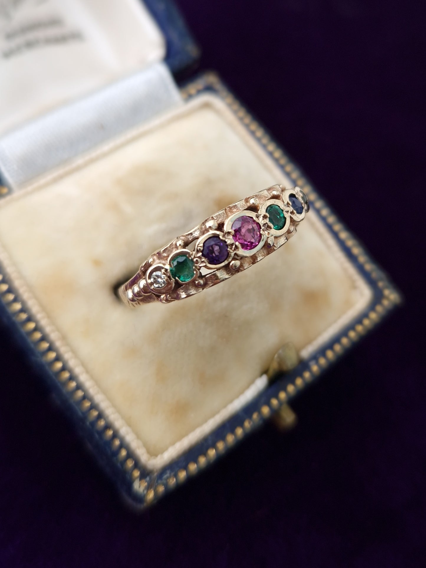 Vintage Acrostic 'Dearest' 9ct Gold Ring