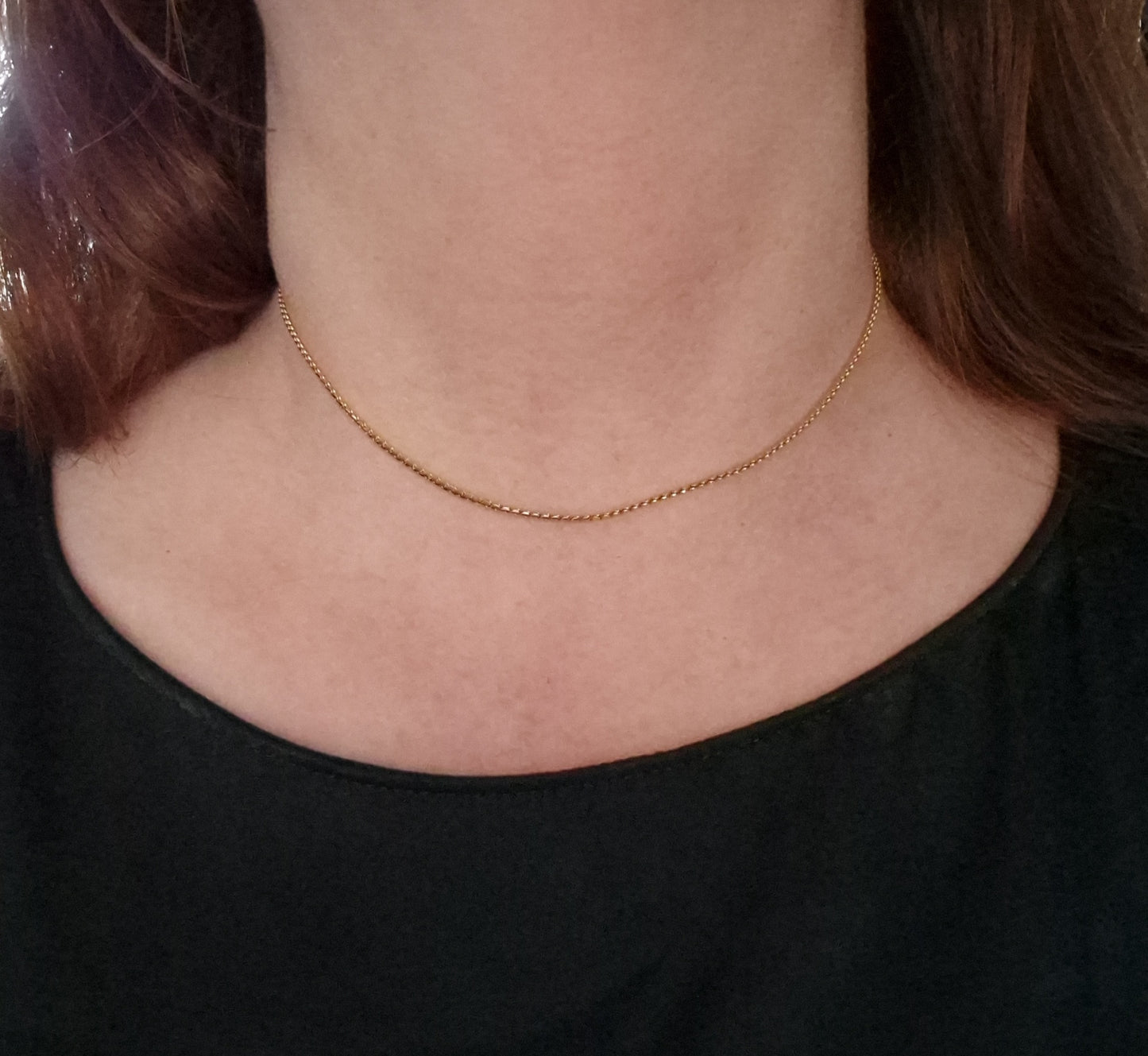 Vintage Serpentine Link 9ct Gold Collar Necklace 15.5 inches 6g