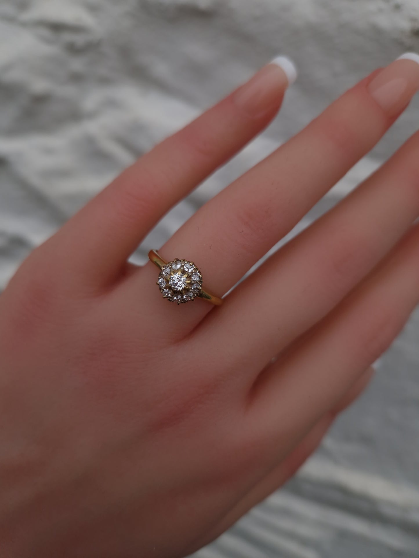 Antique Victorian 0.39ct Diamond Cluster 18ct Gold Ring