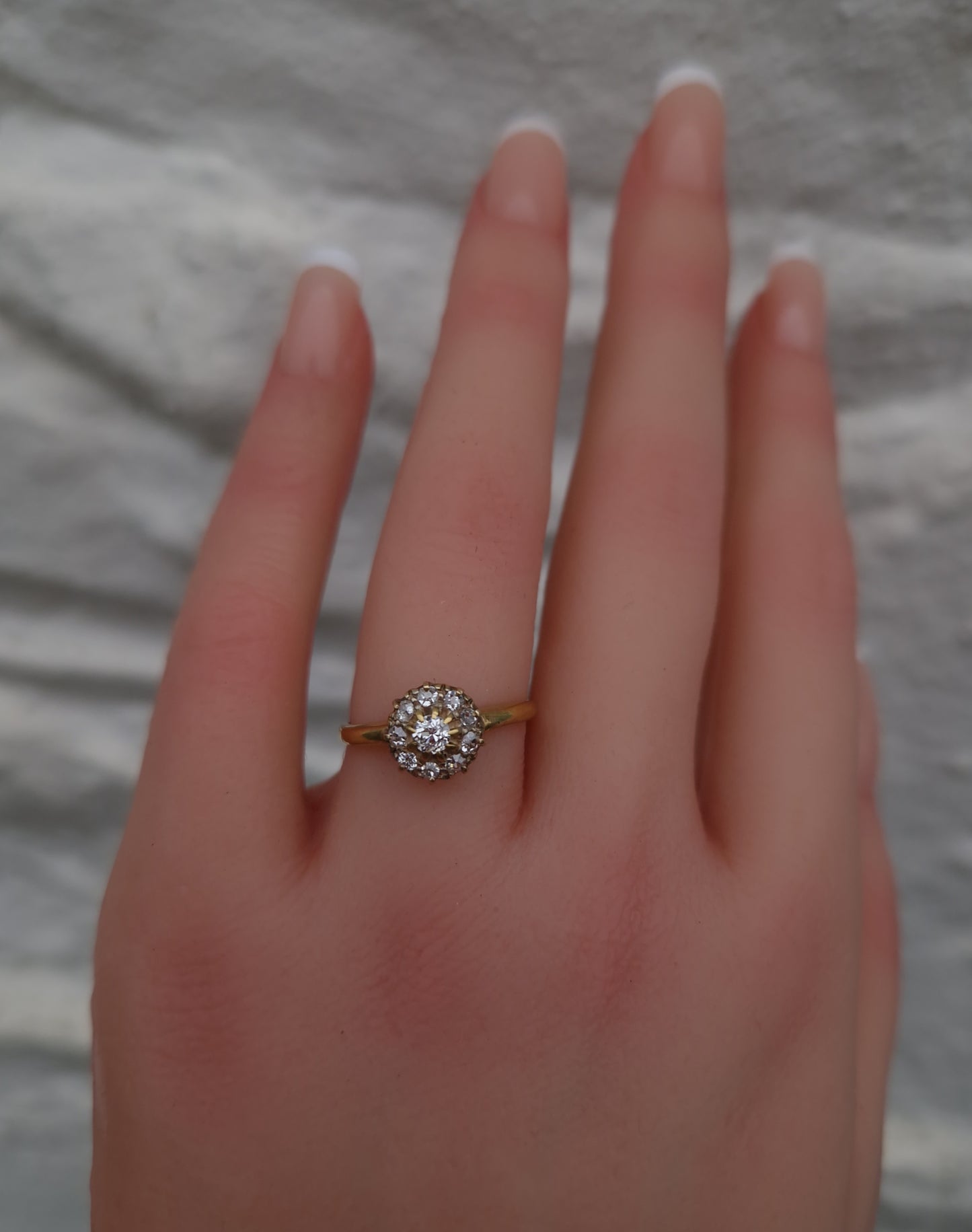 Antique Victorian 0.39ct Diamond Cluster 18ct Gold Ring