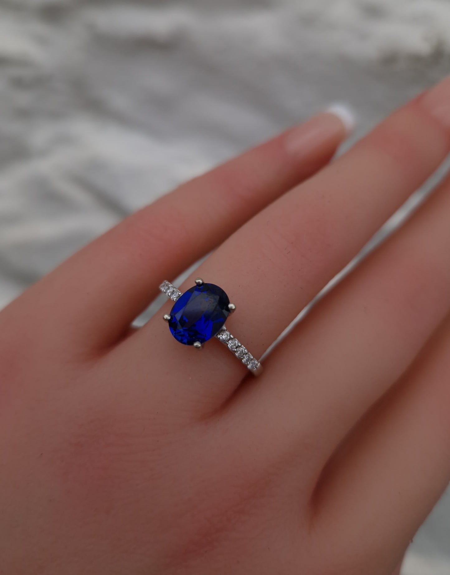 Sapphire Diamond 9ct White Gold Ring