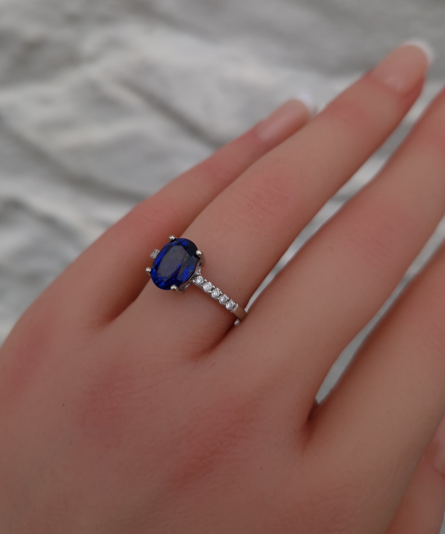 Sapphire Diamond 9ct White Gold Ring