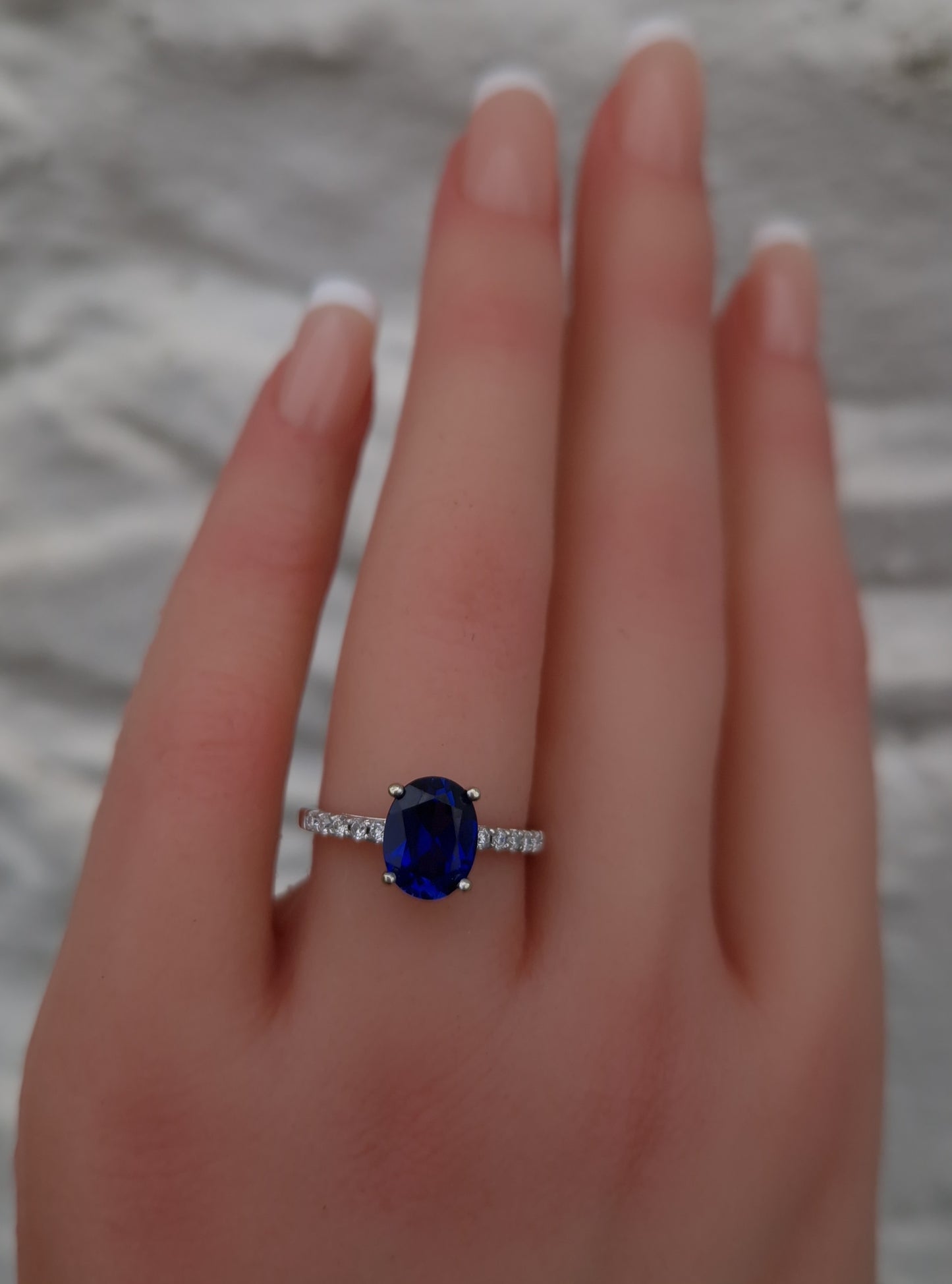 Sapphire Diamond 9ct White Gold Ring