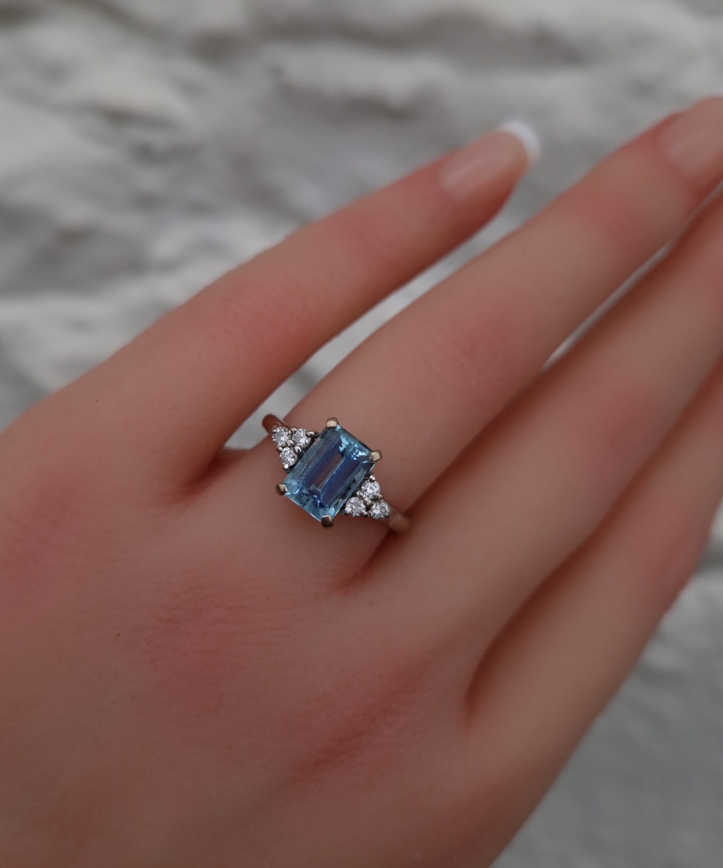Aquamarine Diamond 18ct White Gold Ring