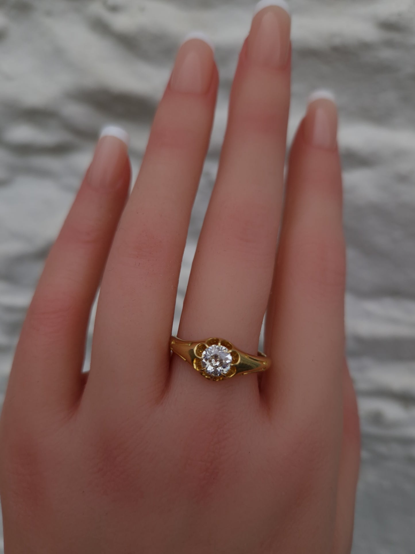 Antique 0.72ct Old European Cut Diamond 18ct Gold Ring