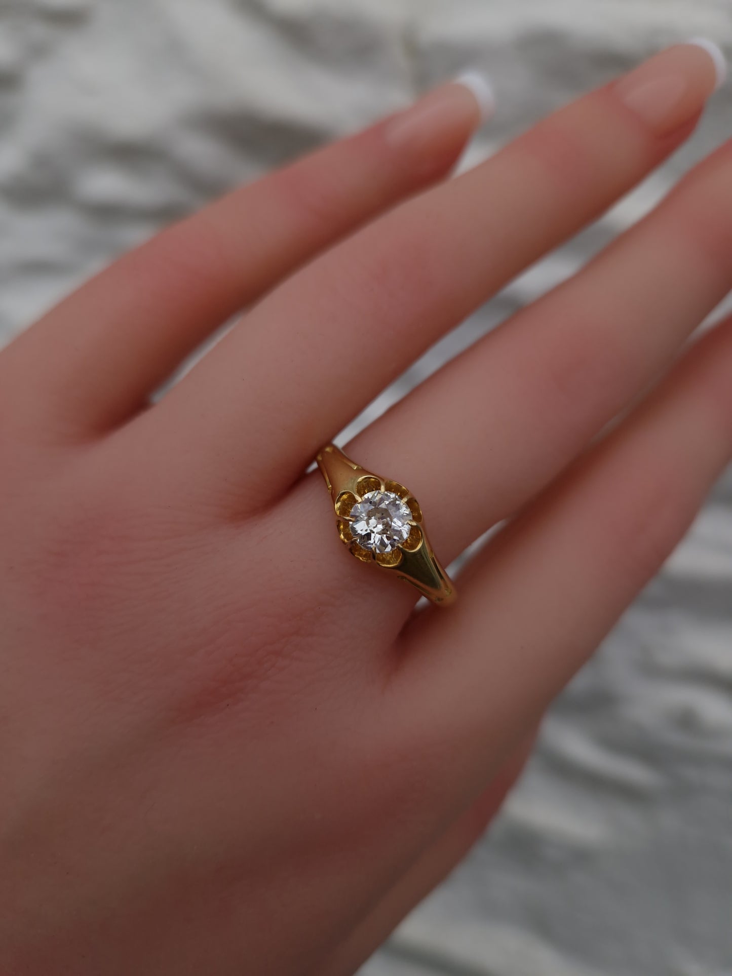 Antique 0.72ct Old European Cut Diamond 18ct Gold Ring