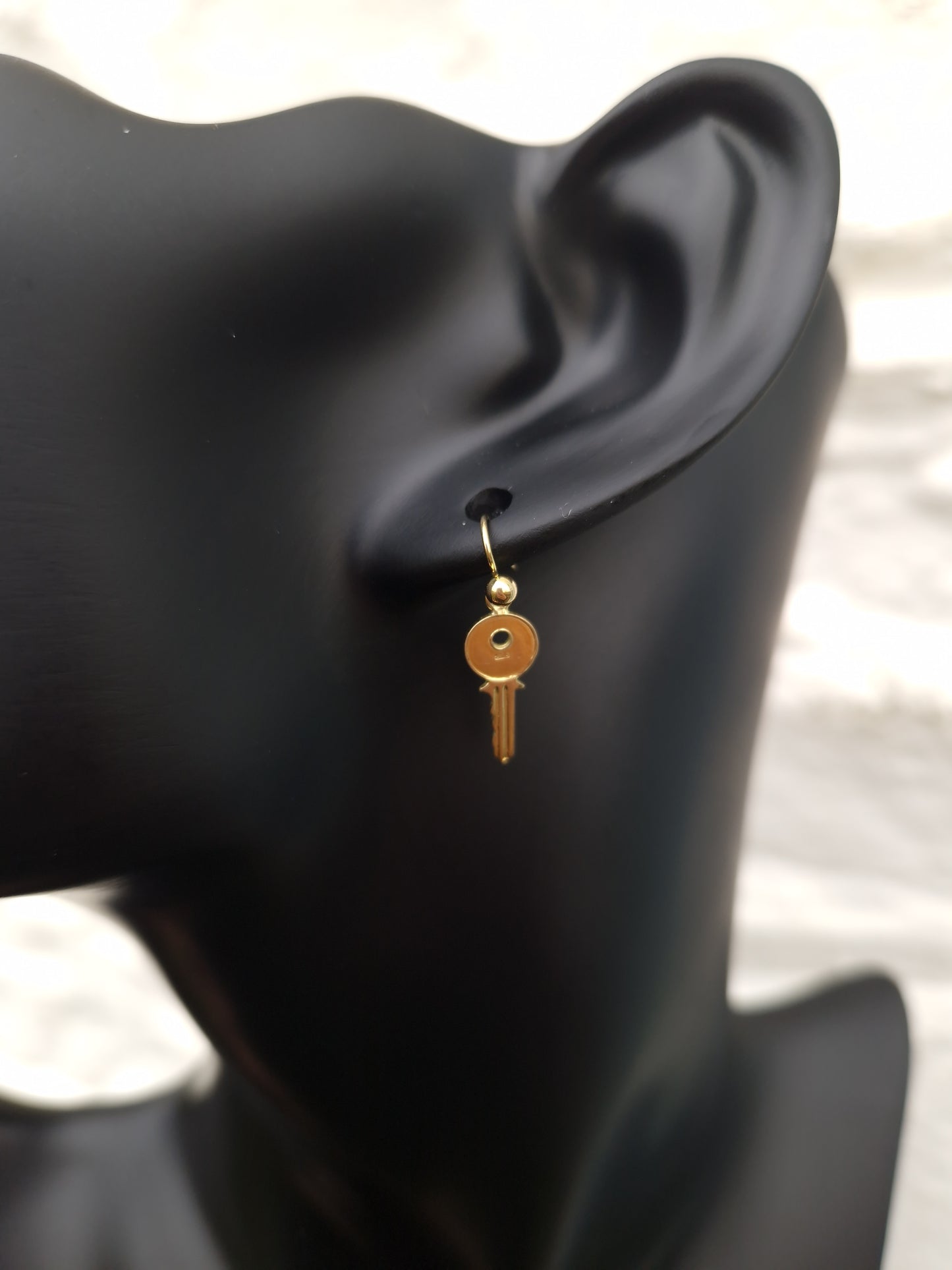 Vintage Key Earrings 9ct Gold