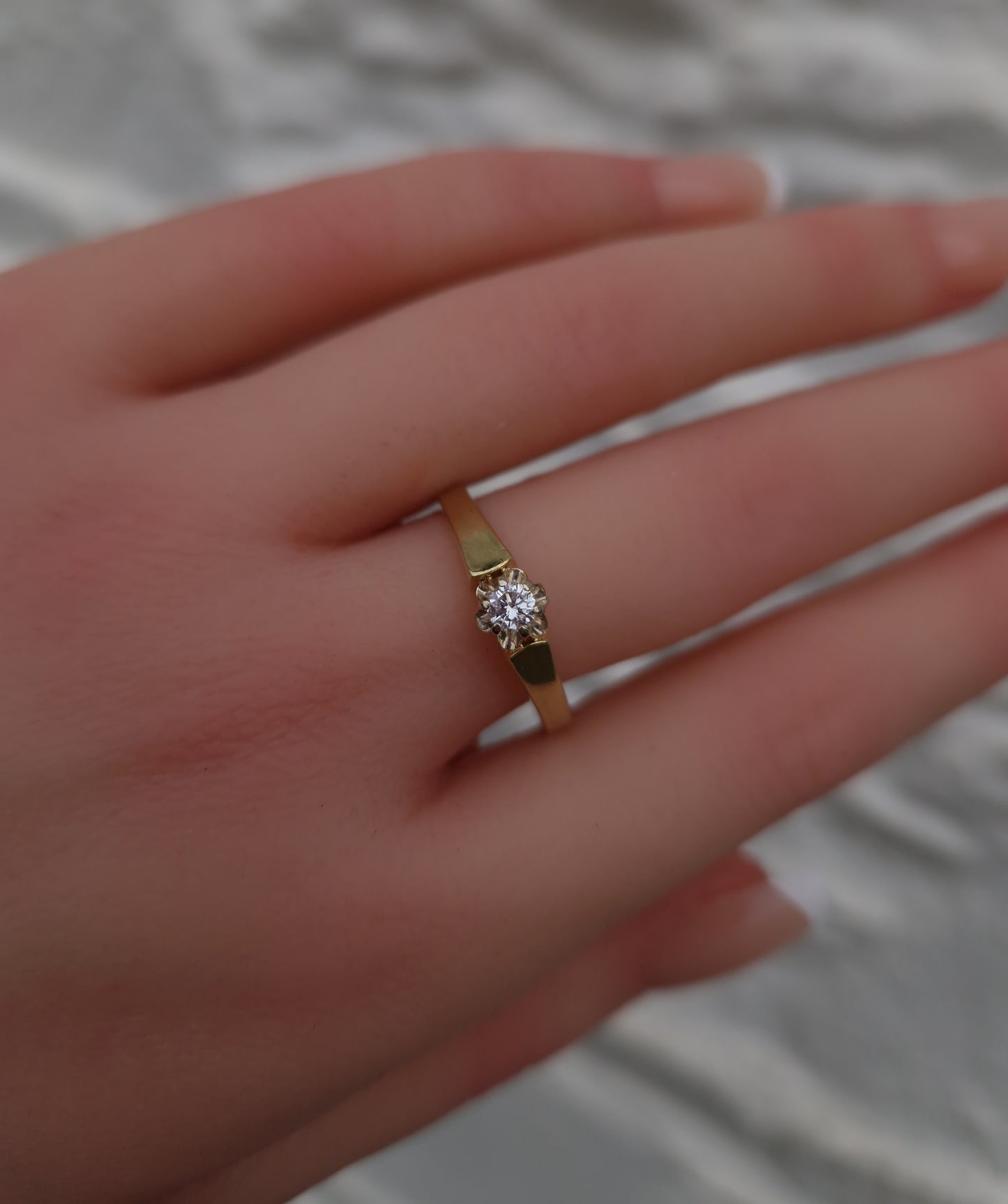 Vintage 0.15ct Diamond Solitaire Ring 14ct Gold