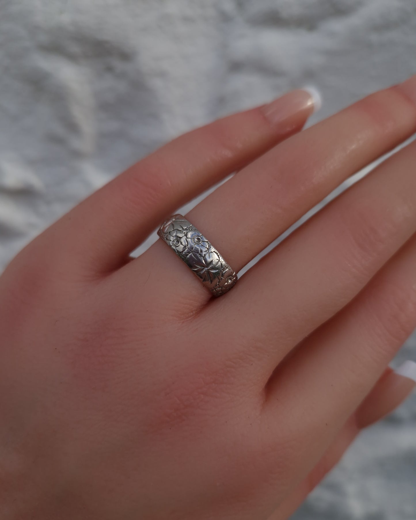 Vintage Engraved Platinum Wedding Band