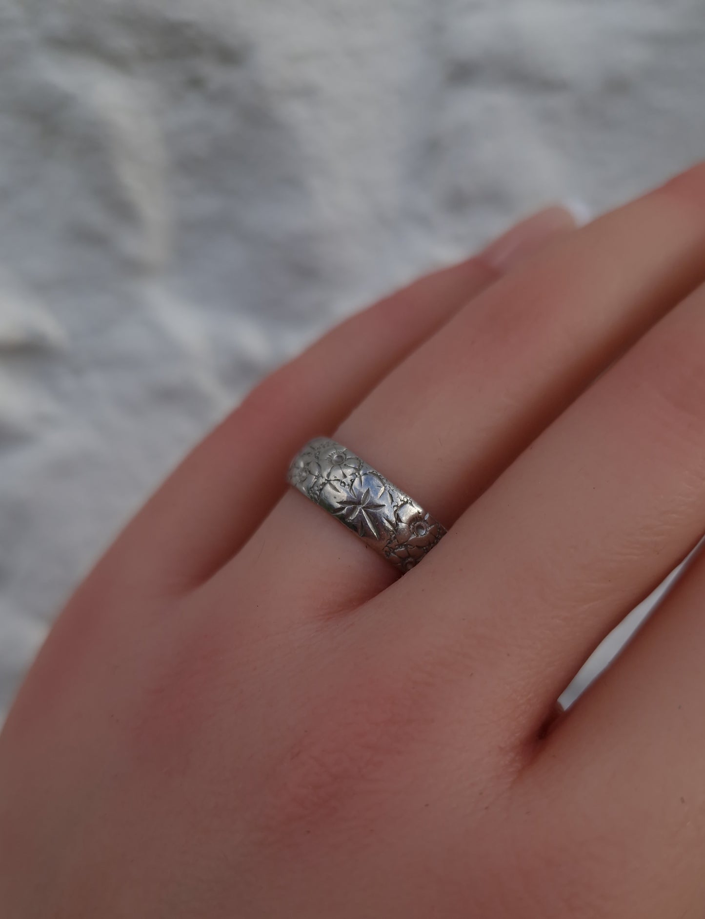 Vintage Engraved Platinum Wedding Band