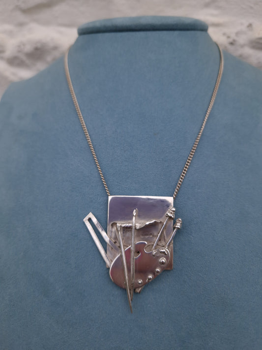 Bespoke Vintage Silver Artist Palette Pendant Necklace by Sheana M Stephen