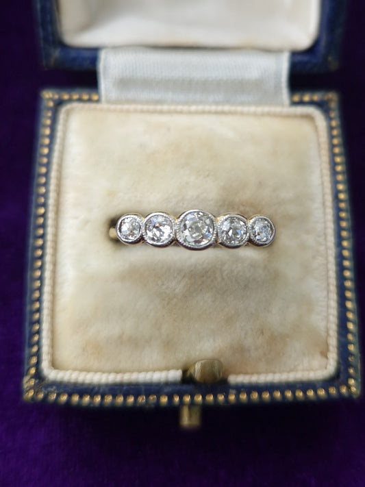 Antique 5 Stone Diamond 0.47ct Ring 18ct Gold