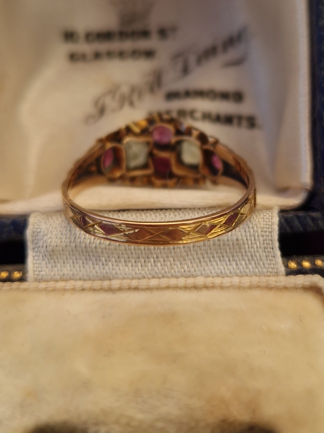 Antique 1872 Victorian 12ct Gold Flint Glass Ring