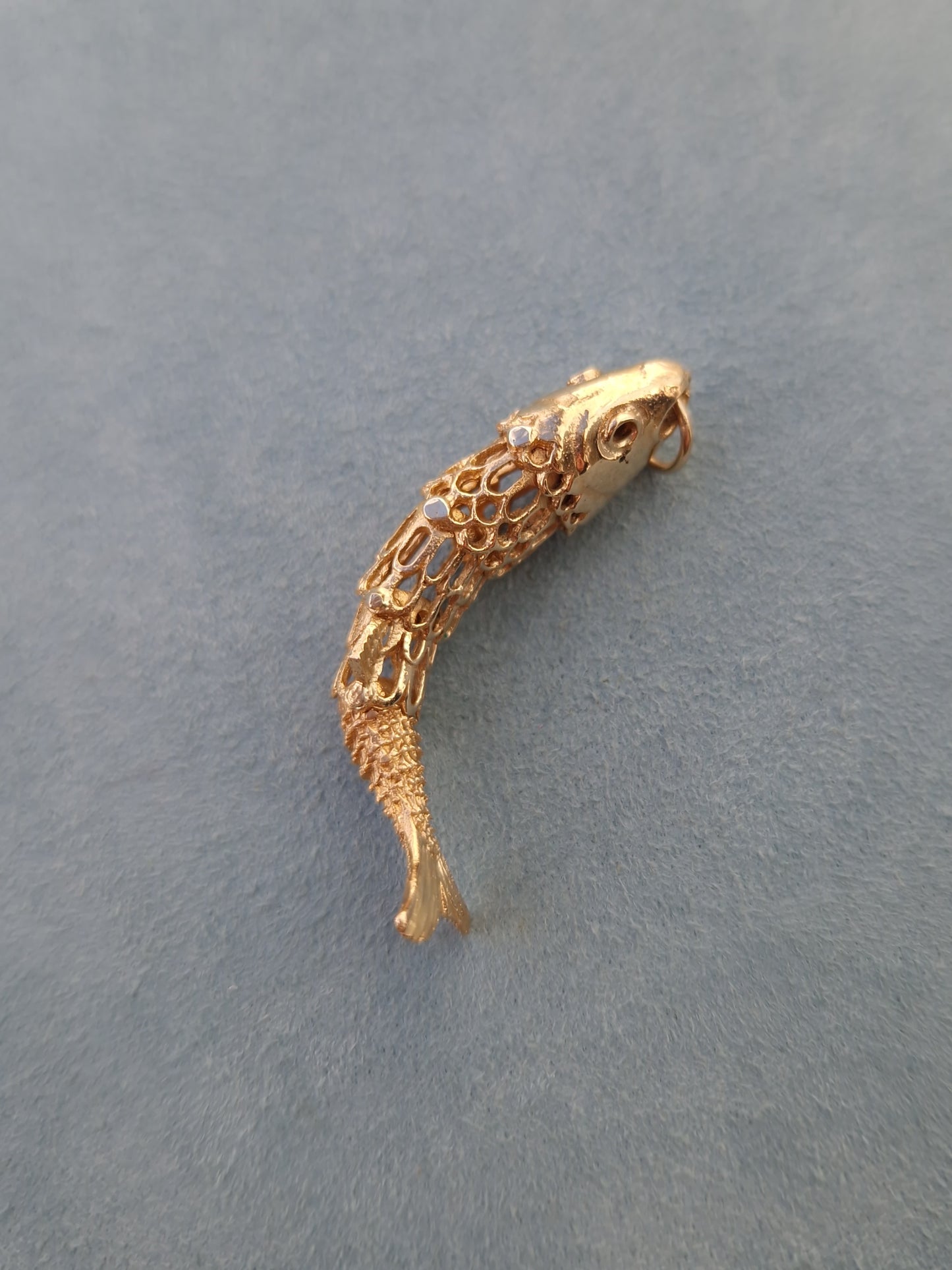 Vintage Articulated Fish Pendant 9ct Gold
