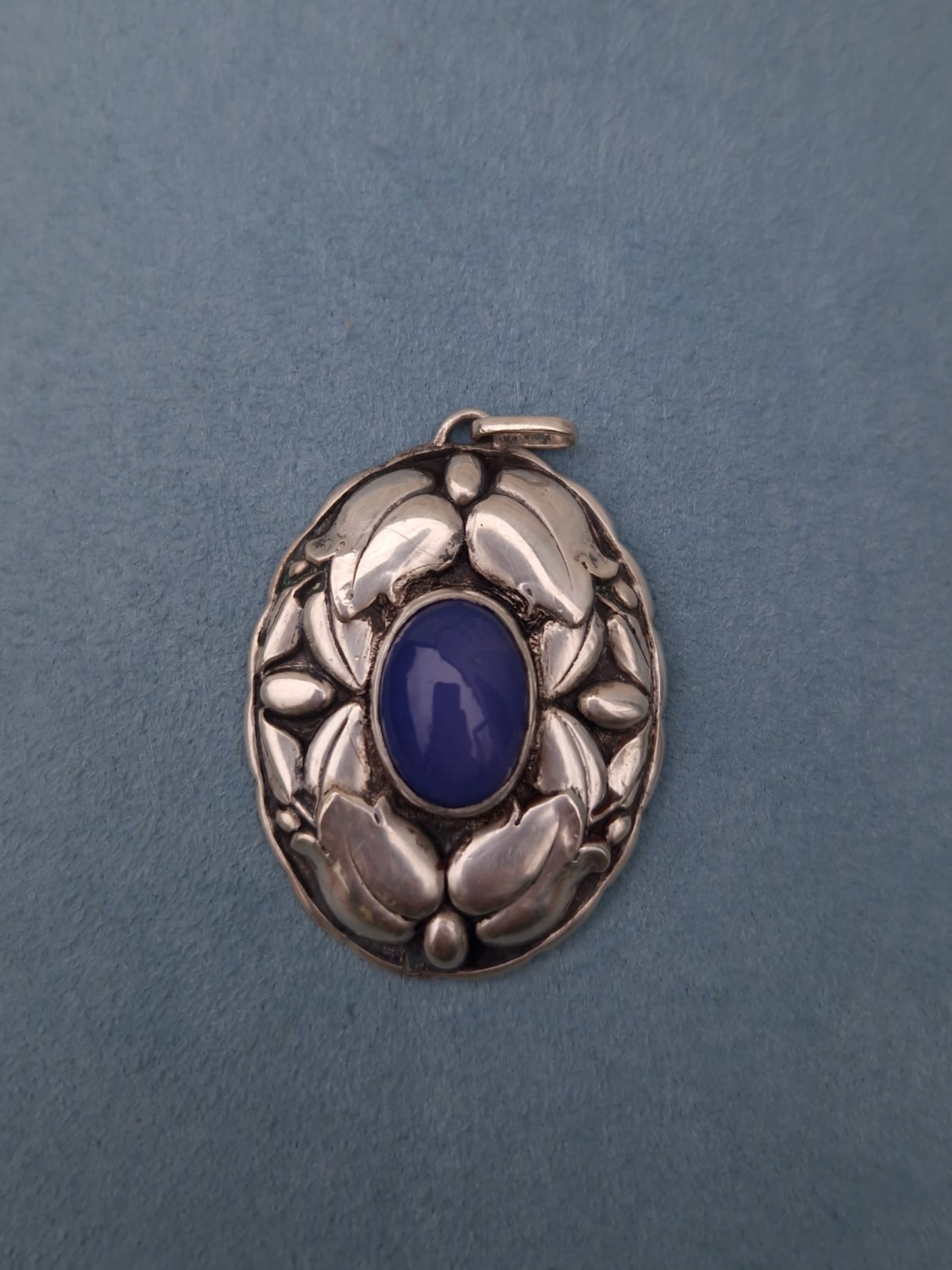 Antique Silver Chalcedony Pendant
