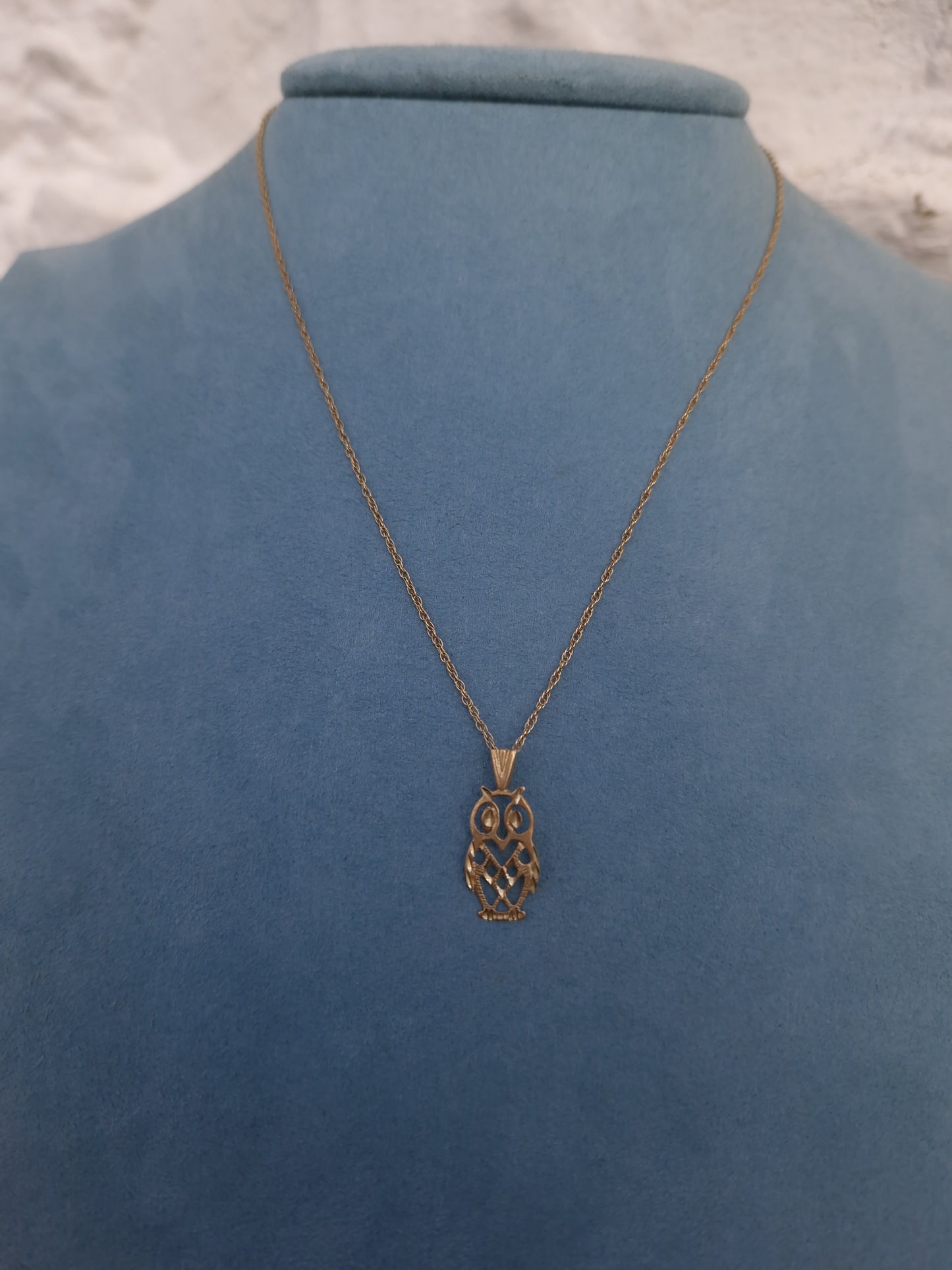 Vintage Owl Pendant Necklace 9ct Gold