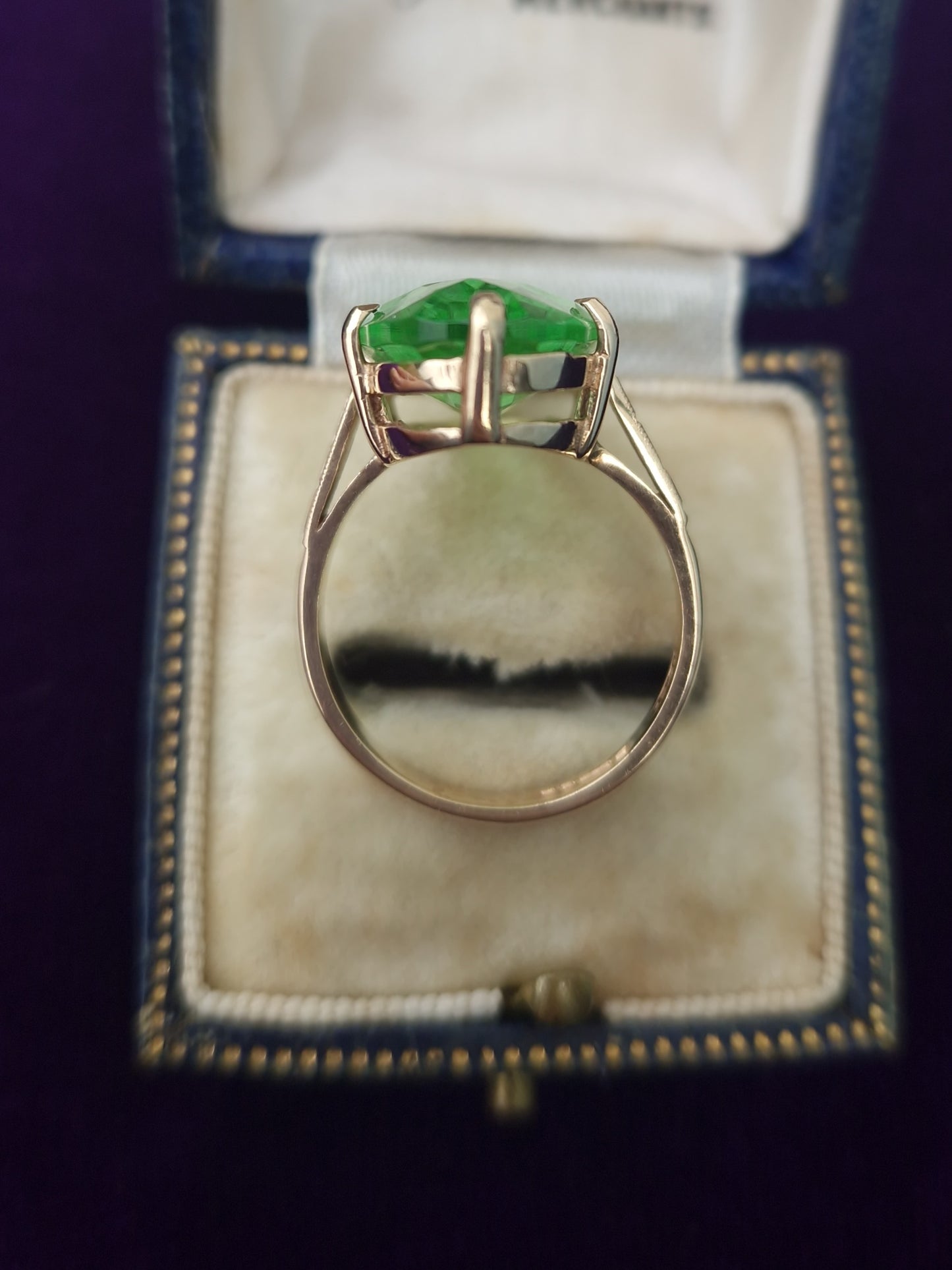Vintage Green Paste Cocktail Ring 9ct Gold