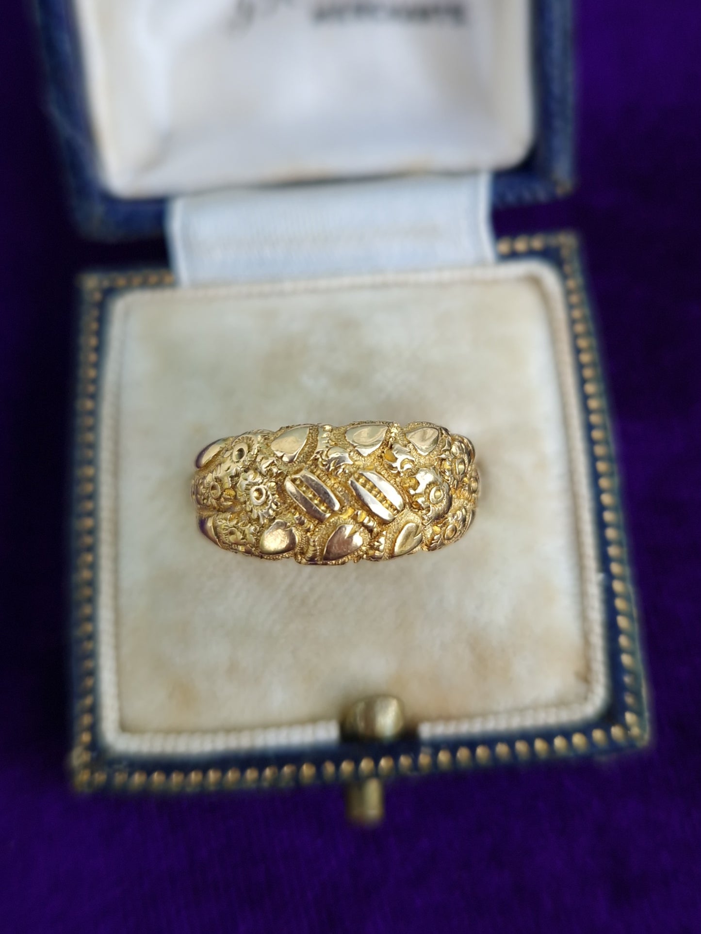 Antique Edwardian 18ct Gold Keeper Ring 1906