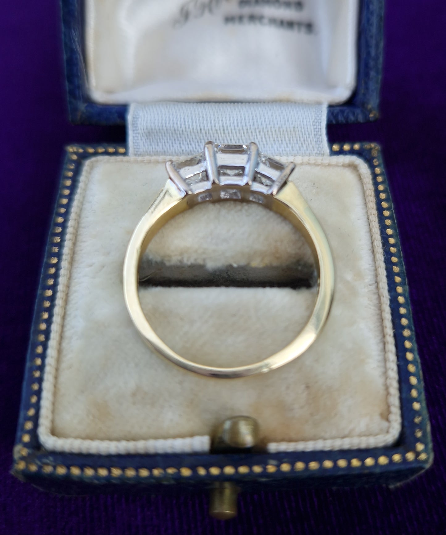 Vintage Princess Cut 1.02ct Diamond Trilogy 18ct Gold Ring