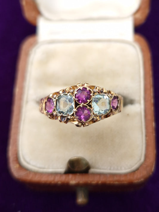 Antique 1872 Victorian 12ct Gold Flint Glass Ring