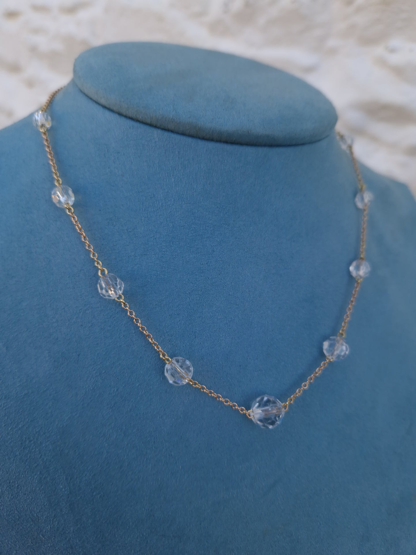 Antique Glass Bead 9ct Gold Necklace